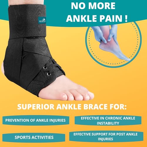 MEDIZED Ankle Brace, Lace Up Adjustable Support for Running, Basketball, Injury Recovery, Sprain! Ankle Support Wrap for Men, Women, and Children (Large) Large