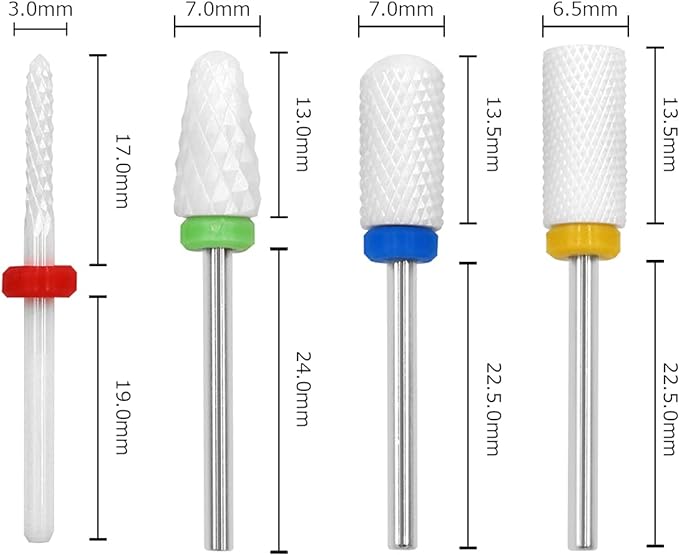 Pinkiou Nail Bit, Nail Machine Bit, Nail Drill Set, Grinding Nail Head, Nail Polish, Rotary File, Ceramic, Nail Polish, Nail Off, Set of 7 - BeesActive Australia