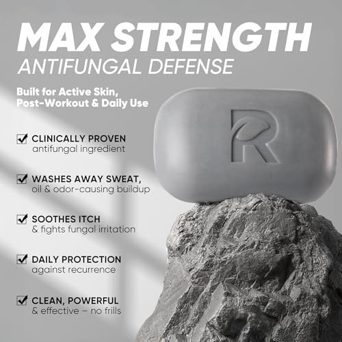 Roycederm Antifungal Soap for Active Skin – Medicated Bar for Athlete’s Foot, Jock Itch, Ringworm with Tea Tree Oil, Charcoal & Volcanic Ash 2 Pack Soap