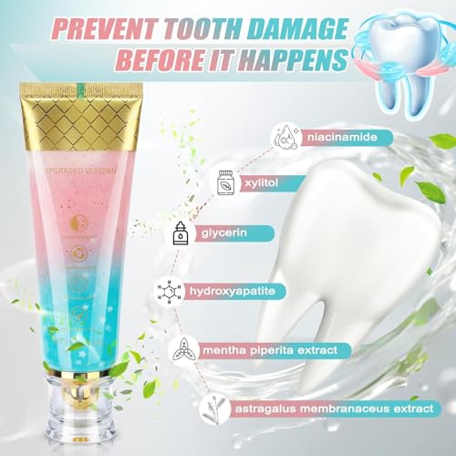 2Pack Niacinamide Whitening Toothpaste,Stain-Removing, Fluoride-Free, with Natural Cherry Blossom & Mint Flavor. Helps Reduce Stains, Freshens Breath, and Improve Gum Health (2) 2