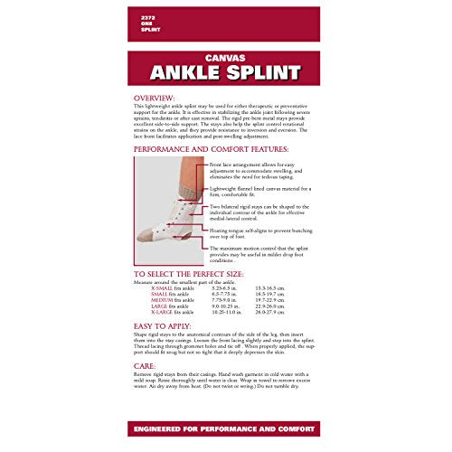 OTC Ankle Splint, Canvas Lace-Up, Rigid Metal Stays Medium