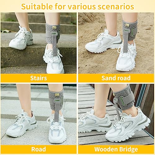 Tenbon Ankle Support Drop Foot Brace Orthosis - Comfort Cushioned Adjustable Wrap Compression For Improved Walking Gait, Prevents Cramps Ankle Sprains (Gray) Gray