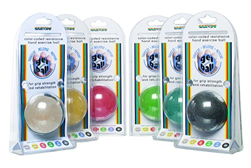 CanDo 10-1496 Gel Squeeze Ball, Standard Circular, 6-piece Set, Tan through Black