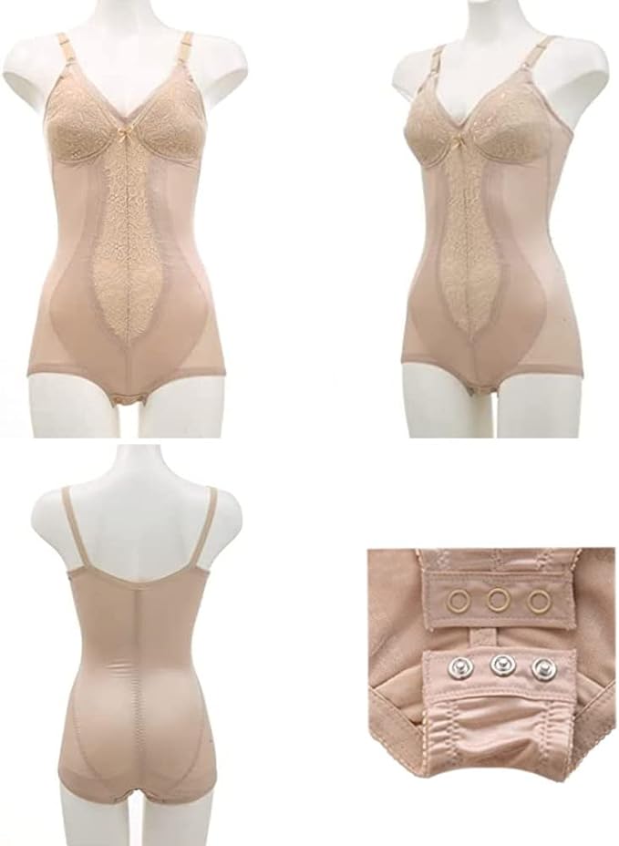 Natalie No. Wireless Bodysuit, Soft Correction, Molded Cups, Tummy Tightening, Butt Lifting, Snap Buttons, 1 Piece, Beige, Compression Inner Wear - BeesActive Australia