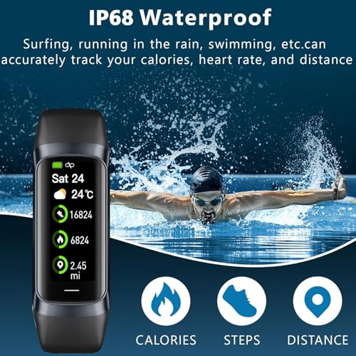 Fitness Tracker with Heart Rate/Blood Oxygen/Sleep Monitor, 20+ Sports Modes Smart Watches for Women/Men, Activity & Step Tracker Smart Watch for Android/iOS Phones Black