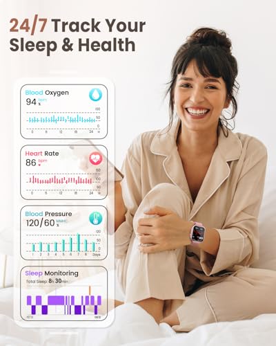 Smart Watches for Women (Android/iPhone), 1.83" HD Smart Watch with Calls/Messages/Notifications, Sleep/Heart Rate/SpO2/Blood Pressure Monitor, 110+ Sports Modes Fitness Tracker Watch, 1000mAh Battery Blush-Pink