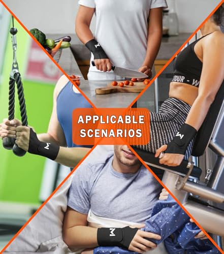 2 Pcs Soft Wrist Brace, Adjustable Wrist Support for Sprains, Fitness, Sports,Carpal Tunnel, Weightlifting, Wrist Compression Strap Pain Relief Wear Anywhere, Fits 6" to 8.3" (Black) Black