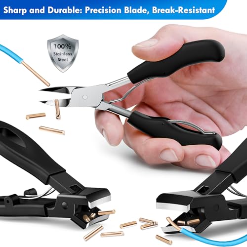 Ingrown Toenail Tools Kit, Wide Jaw Straight Clippers for Thick Nails Black Precision Trim Kit