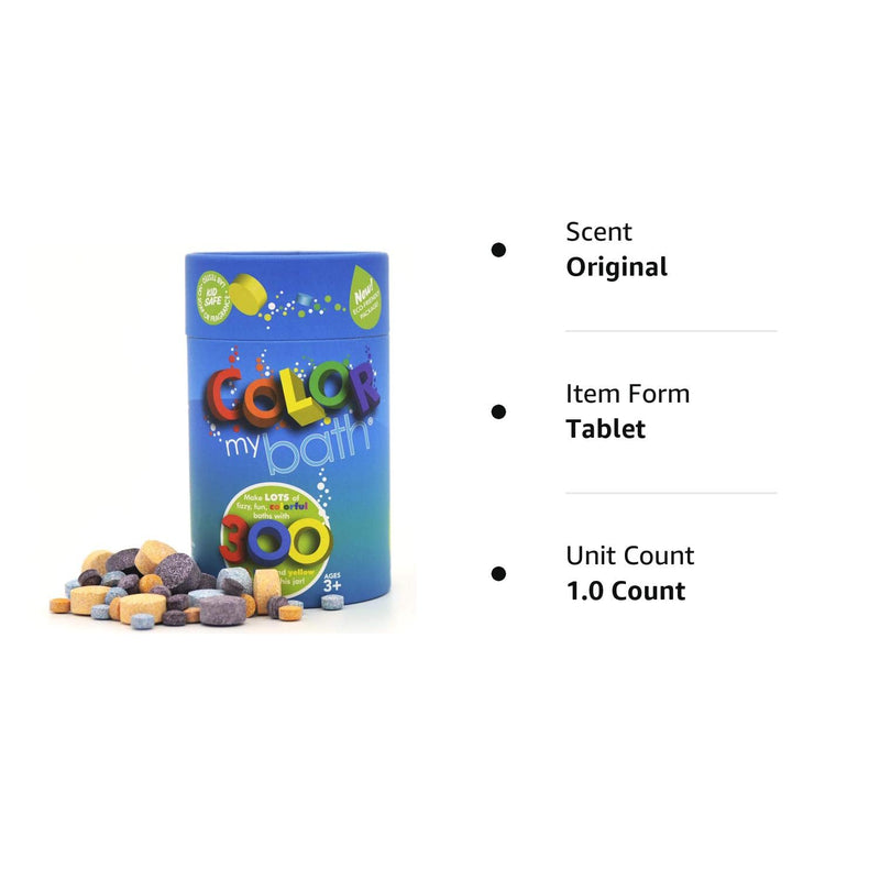 300 Count - The Original Fizzy Color Changing Tablets - Non Toxic, Non Staining, Fragrance Free Eco-Friendly Container - Fun Educational Bathtime Activity for Kids - Made in The USA - BeesActive Australia