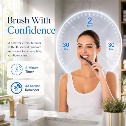 Electric Toothbrush for Adults with 8 Replacement Brush Heads, Travel Bag, 5 Cleaning Modes, IPX7 Waterproof, Rechargeable, Smart Timer, Black Whitening Power Toothbrush Set