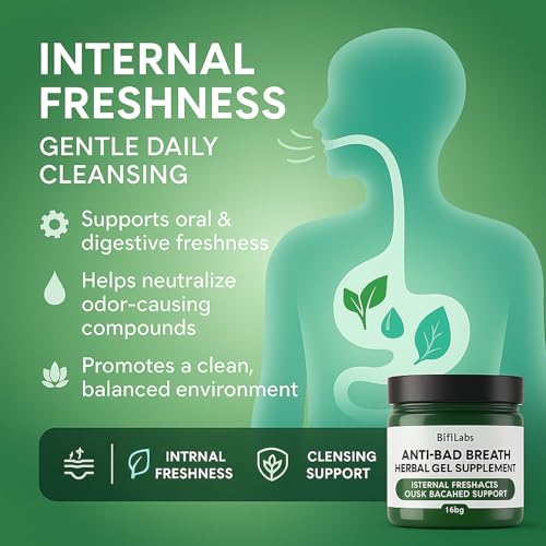 Anti-Bad Breath Herbal Gel – Fresh Breath Support from Within – Daily Herbal Cleansing Gel with Chlorophyll, Peppermint & Parsley – Plant-Based Internal Breath Freshener – 120g