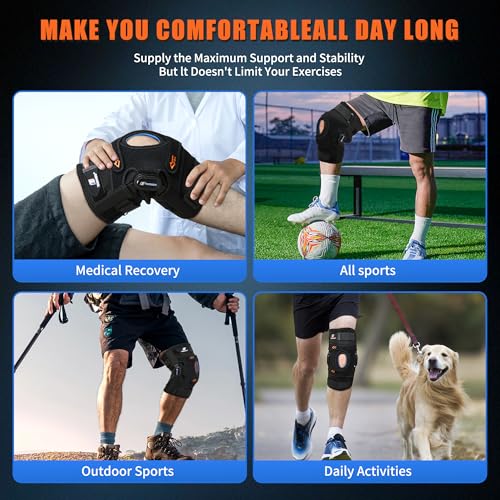 TIMTAKBO Medium Hinged Knee Brace for Meniscus Tear with Side Stabilizers Black