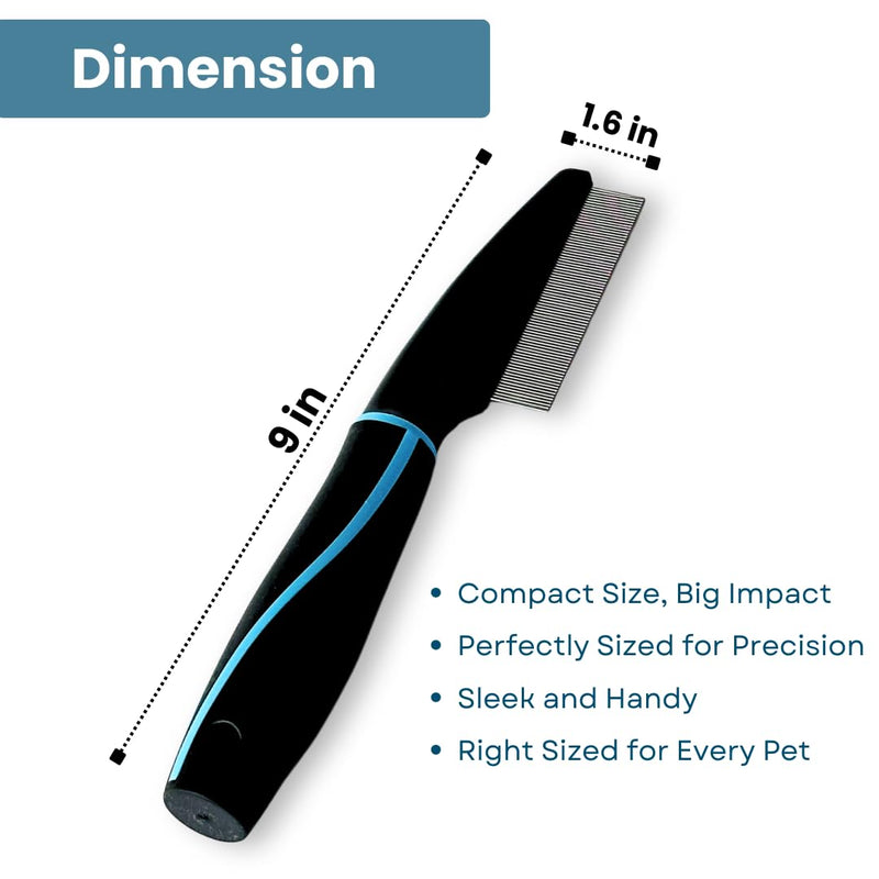 Professional Flea Comb for Dogs & Cats - Efficient Pet Grooming Tool for Flea, Lice Removal - Stainless Steel Metal Comb for dogs & Cats with Comfort Grip Handle - Ideal for Long & Short Hair - BeesActive Australia