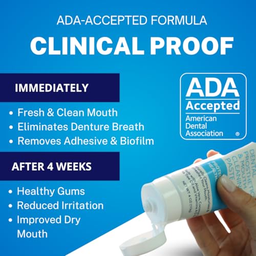Dr. B Dental Solutions Cleanadent Denture and Gum Toothpaste, ADA Accepted All-Natural Denture Toothpaste for Adults - Removes Odors, Surface Stains and Adhesives - 4 oz 4 Fl Oz (Pack of 1)
