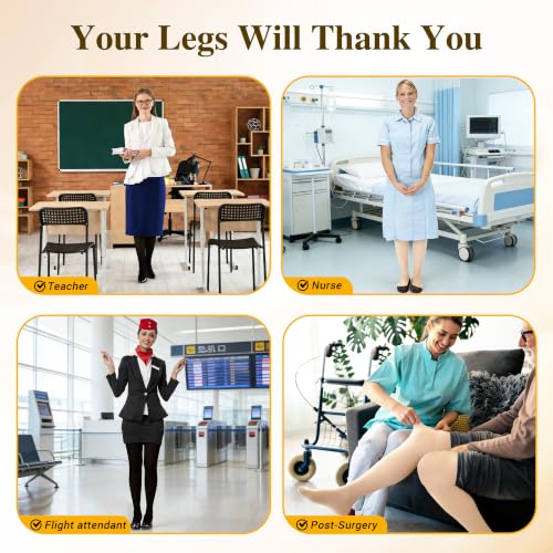 15-20 mmHg Medical Graduated Compression Pantyhose for Women Men Black 3X-Large