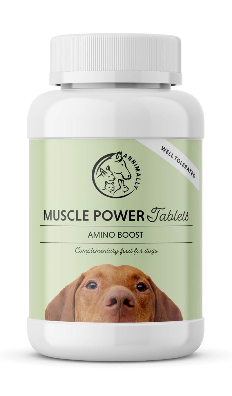 Annimally Muscle Power Tablets for Dogs 120 pcs. - Daily Supplement with Pea Protein & Siberian Ginseng for Active Dogs, Made in Germany