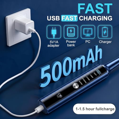 Plaque Remover for Teeth, Dental Cleaning Kit Tartar Remover for Teeth with LED Light & 5 Modes, Rechargeable Dental Cleaner, 3 Replaceable Heads