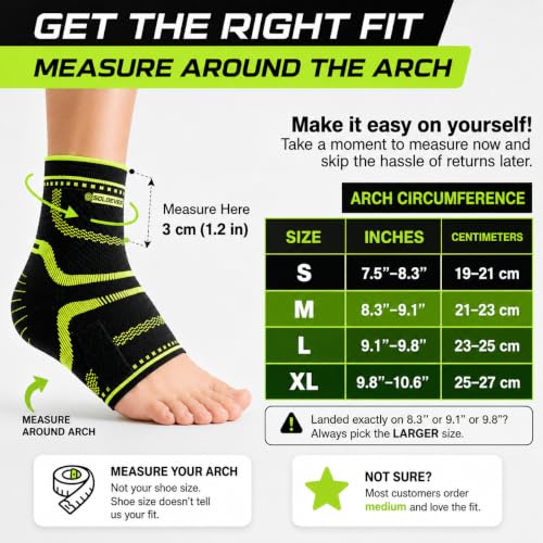 Ankle Brace for Men & Women, Compression Ankle Support with Dual Silicone Pads & Wraparound Strap for Sprained Ankle, Ankle Instability, Tendon Support & Everyday Stability (Black, Medium) Black-Medium