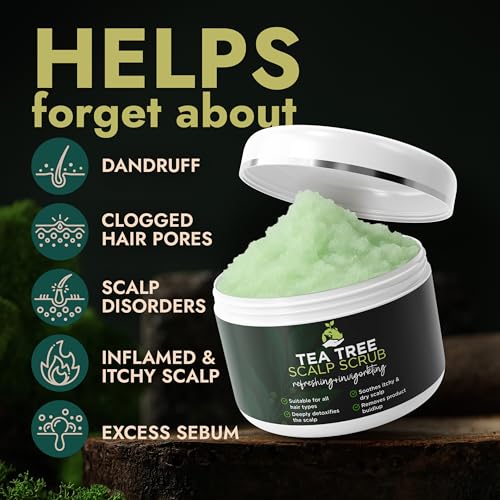 Tea Tree Scalp Scrub with Tea Tree Oil for Itchy & Dry Scalp, Reduce Flakes Pack of 1