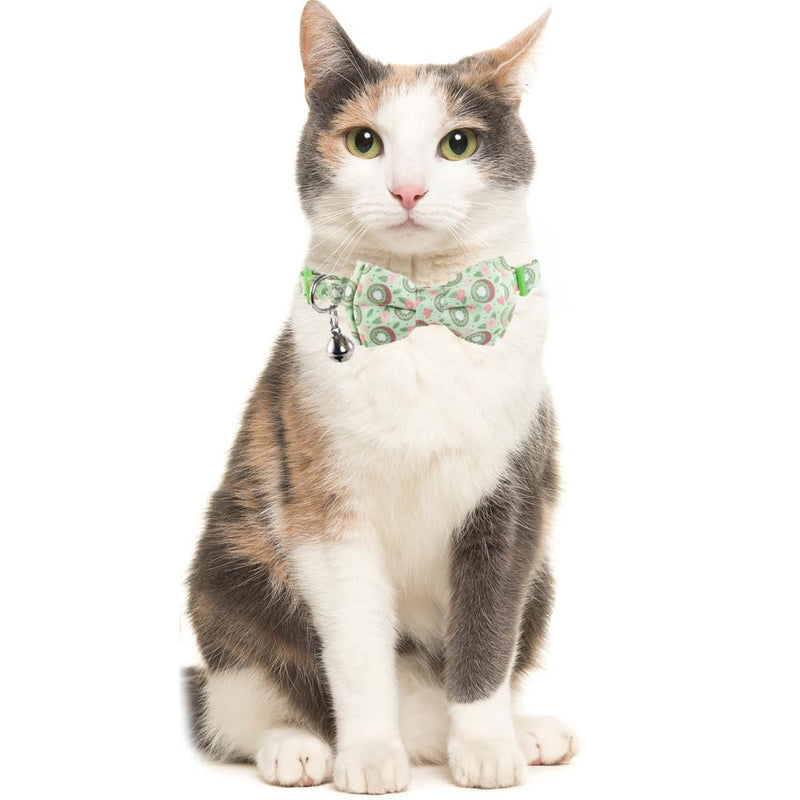 2 Pack/Set Cat Collar Breakaway with Cute Bow Tie and Bell Fruit for Kitty Adjustable Safety kiwi fruit - BeesActive Australia