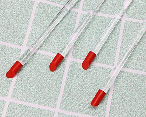 ONLYKXY 4 Pieces 17 cm Nail Cuticle Pusher, Red Rubber End and Clear Plastic Handle