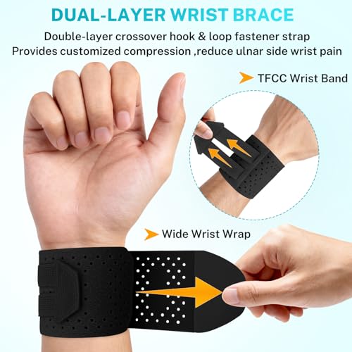 TFCC Wrist Brace for Carpal Tunnel, Ultra-Thin Ulnar Wrist Brace Black
