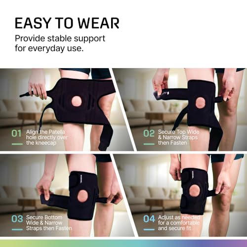 Modvel Knee Brace with Side Stabilizers & Patella Gel Pads for Pain Relief and Joint Support Breathable, Non-Slip Compression Sleeve for Men & Women, Arthritis, Meniscus, ACL Recovery BLACK Medium