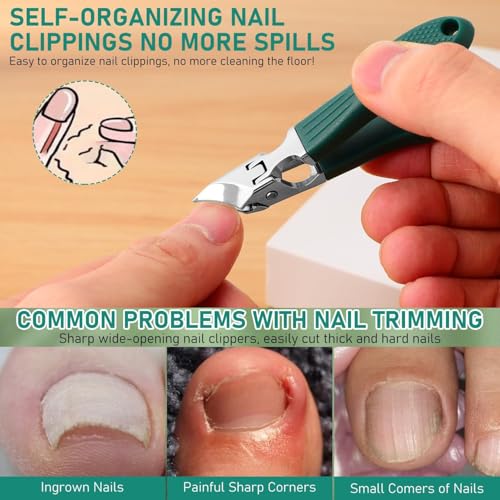 Ingrown Nail Clipper Set,Toenail Clippers for Thick Toenail for Ingrown Toenail Removal Correction Clippers(Green)