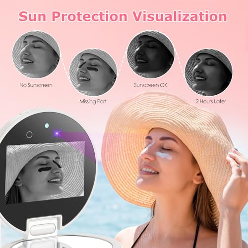 UV Camera for Sunscreen Test with 2X Magnifying Vanity Mirror 3.8 Inch White
