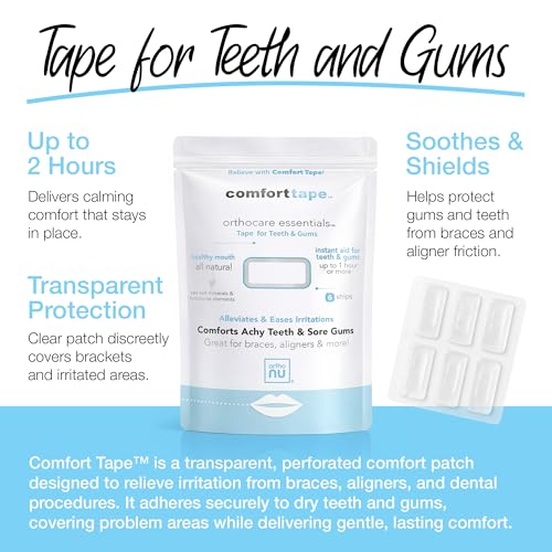 Comfort Tape, Instant Comfort and Relief for Oral Pain Caused by Braces, Aligners, Dentures and Dental Appliances, Up to 2 Hours of Relief for Orthodontic Pain
