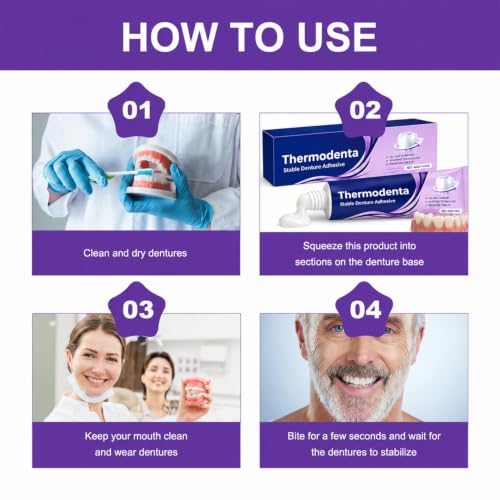 2Pcs Thermo Dental Denture Adhesive,Glow Denture Adhesive,Thermoplastic Denture Adhesive,Extra Strong and Durable Denture-Adhesives,Secure Hold for Loose False Teeth,Long Lasting Effect