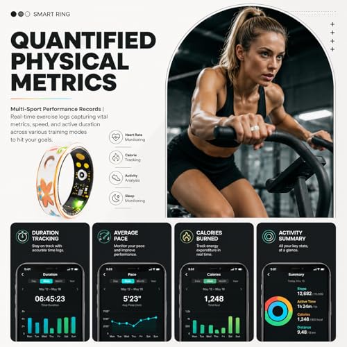 Smart Ring for Women Health Ring Fitness Ring with Enamel Fitness Tracker gold 10