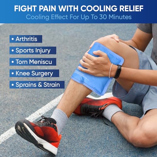 APEXUP Gel Ice Packs for Injuries Reusable, Flexible Double Sided Cold Packs for Injuries, Ice Pack for Knee, Shoulder, Back, Hip, Leg, Arm (Blue, 8"x5.5", 1PK) Blue S-1PK (8"x5.5")