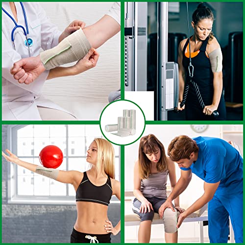 D&H Medical Elastic Bandage Wrap-4 Pack Premium Elastic Bandages with Closure | 2 Rolls of Each Size(4 Inch x 4.6 Meter & 6 Inch x 4.6 Meter),Compression Bandage for Wrist, Calf, Ankle, Foot