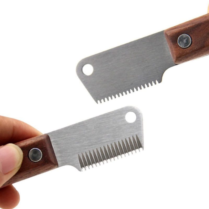 Vastsea Professional trimming knife, dog trimming knife with wooden handle, ergonomically shaped handle for right-handed use, applicable for pet grooming, most dogs - BeesActive Australia