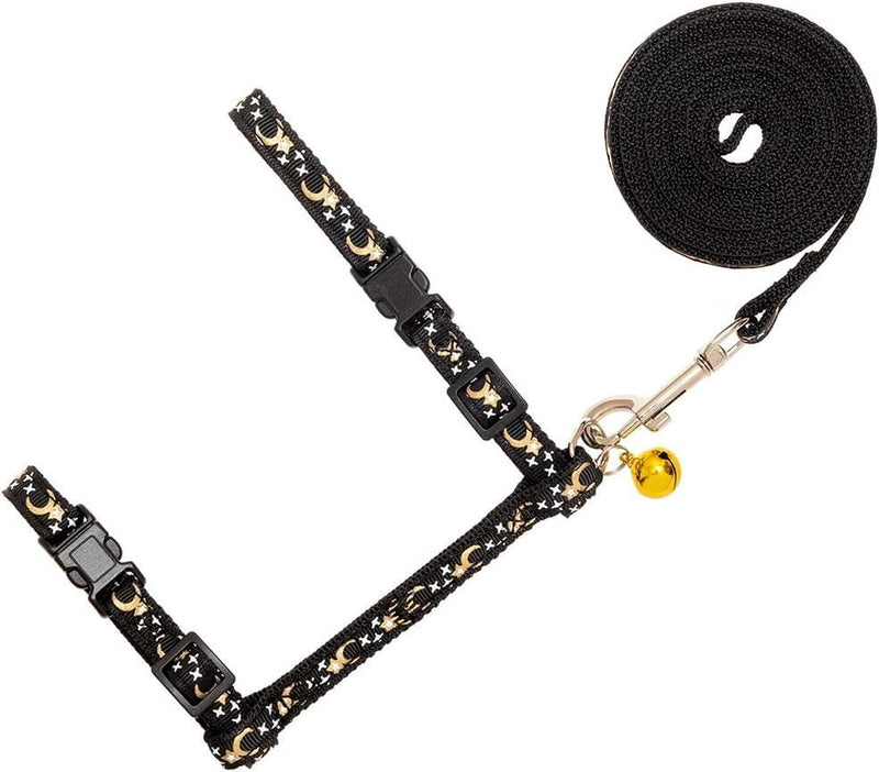 Cat harness with leash adjustable reflective harness for cat escape-proof chest strap with safety buckle cat harness for walks cat vest black for medium and large kittens black with star - BeesActive Australia