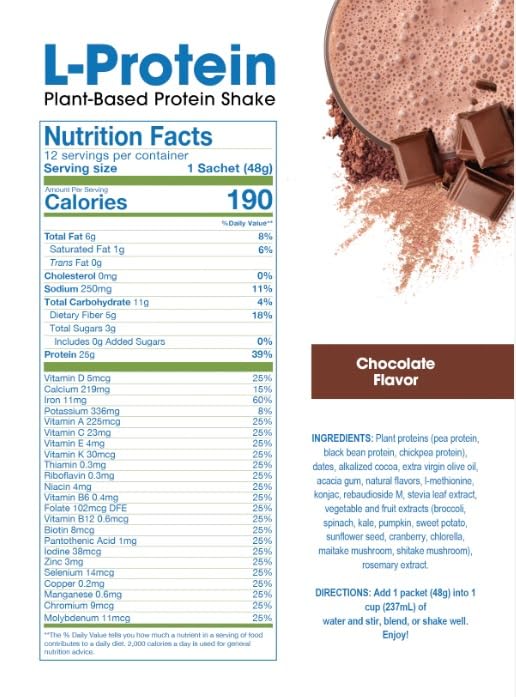Prolon Longevity Plant Based Protein Powder | Muscle Synthesis & Repair, Healthy Aging, Boost Performance | Vitamins, Gluten Free, Amino Acids, Antioxidants | 25g of Protein | Chocolate, 12 Packets 1.28 Pound (Pack of 1)