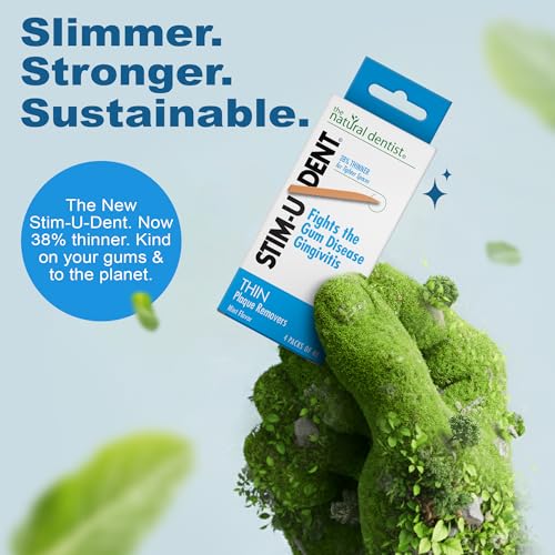 The Natural Dentist Stim-U-Dent Plaque Removers, Thin, Mint Flavor -160 ct. (Pack of 6) 160 Count (Pack of 6)