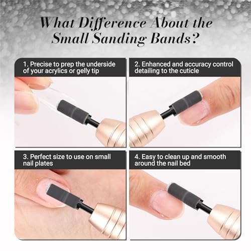 MelodySusie Cuticle Clean Nail Drill Bit with 50Pcs Small Sanding Bands