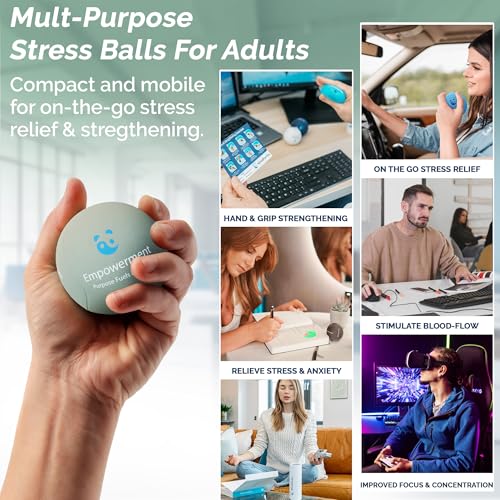 Mind & Body Stress Balls for Adults - Multi-Density Squeeze Balls for Hand Therapy & Grip Strengthening - Stress & Anxiety Relief - Choose 3-Ball (Soft, Medium & Hard) or 2-Ball (Soft & Hard) Sets Empowering - Rose, Mint, Plum