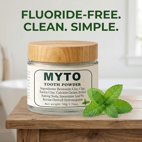 Myto Tooth Powder, RemineralizingHydroxyapatite Tooth Powder with Mint, Fluoride Free Mineral Tooth Cleaning Powder, 1.76 OZ Gentle Daily Oral Care (1pc) 1pc