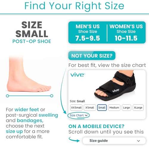 Vive Post Op Shoe - Lightweight Medical Walking Boot with Adjustable Strap Small