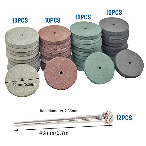 SaferCCTV 7/8 Inch Polishing Wheels Kit,40 Pcs Dental Lab Polishing Wheels Silicone Rubber Polishers Assortment Kit,12 Pcs Mandrel Shank Perfect for Rotary Hand Pieces Dremel Rotary Tool,52 Pcs