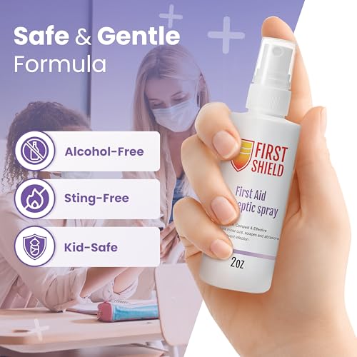 First Aid Antiseptic Spray – Wound Care Cleanser with Benzalkonium Chloride for Minor Cuts, Scrapes and Burns – Gentle Skin Cleanser – 2 oz Bottles, 6-Pack 6-Count