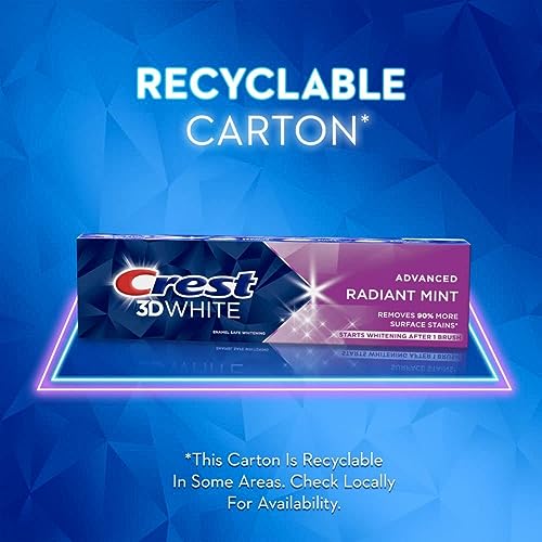 Crest 3D White Toothpaste Radiant Mint, 3.8 Oz (Pack of 3) 3.8 Ounce (Pack of 3)