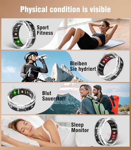 Diamond Smart Ring and Wireless Charging Case 【Industry Rank 1-1 Measurement Error】 Smart Ring for Women for man - Advanced Health Tracker for Wellness and Activity Tracking, Sliver 12#