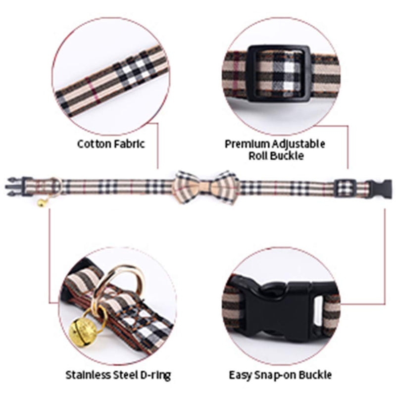 SuperBuddy Dog Collar, Adjustable Dog Collar with Bowtie, Pet Collar for Dog Soft Bowtie Dog Collars for Small Medium Large Pet S Beige - BeesActive Australia