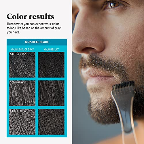 JUST FOR MEN Mustache & Beard Dye, Keratin, Black M-55 (3 Pack) 1 Count (Pack of 3) Real Black M-55