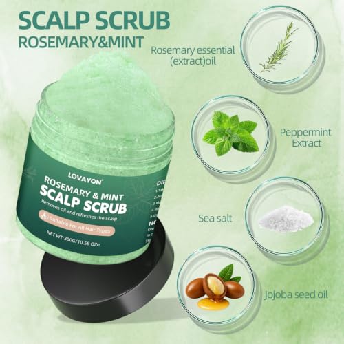 Rosemary Scalp Scrub Exfoliator for Oily Scalp Deep Clean 10.58 oz