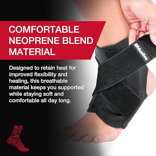 MUELLER Sports Medicine Adjustable Ankle Brace for Men and Women, Ankle Stabilizer for Compression and Pain Relief Support, Ideal for Sprains, Strains, Arthritis, Black, One Size 1 Count (Pack of 1)